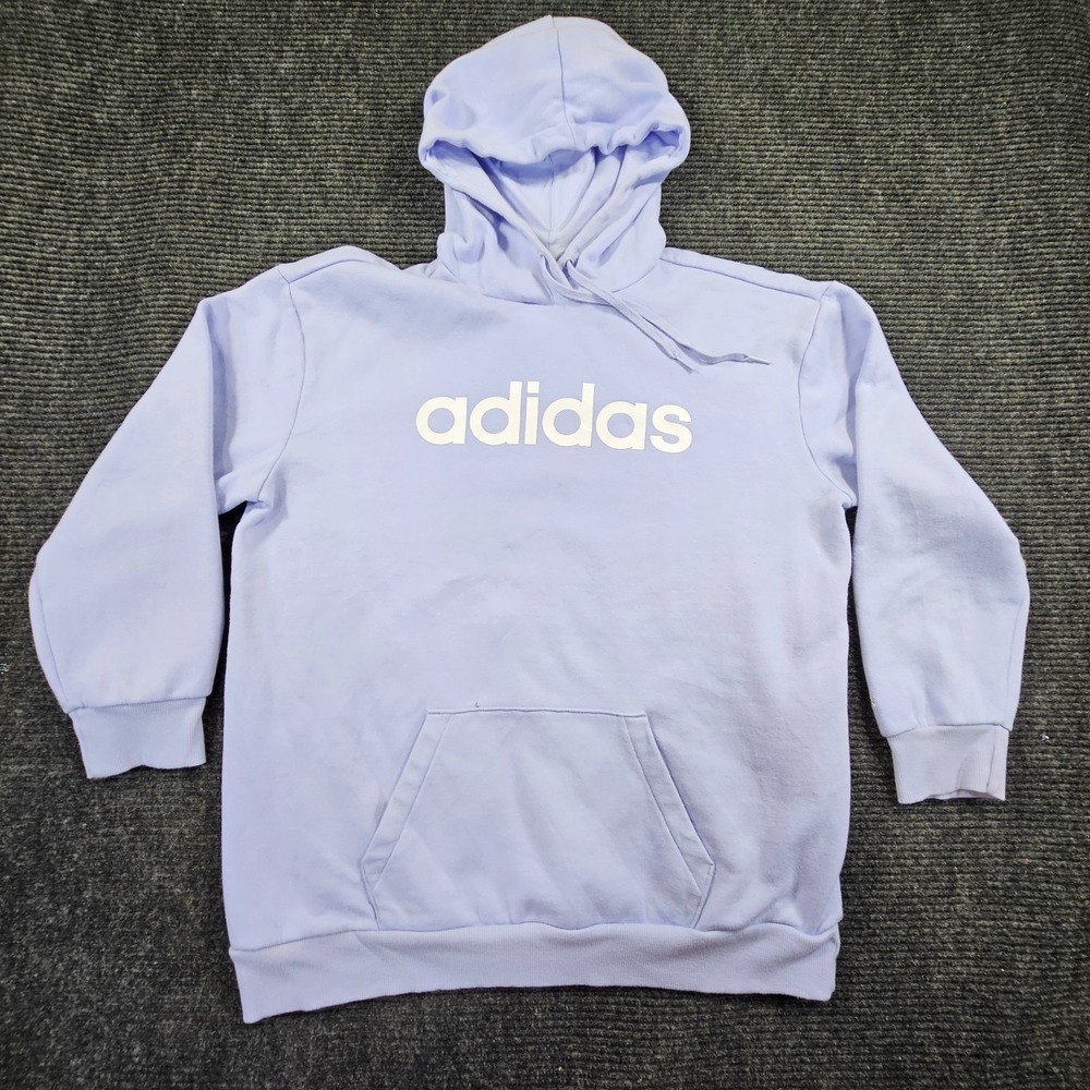 Adidas Hoodie Womens Medium Purple Logo Fleece Lined Kangaroo Pocket Outerwear